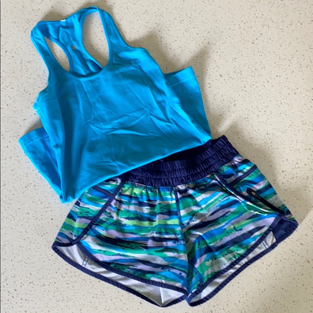 Lululemon tracker shorts and cool racer back tank